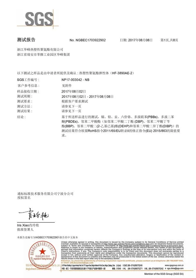 SGS Certificate